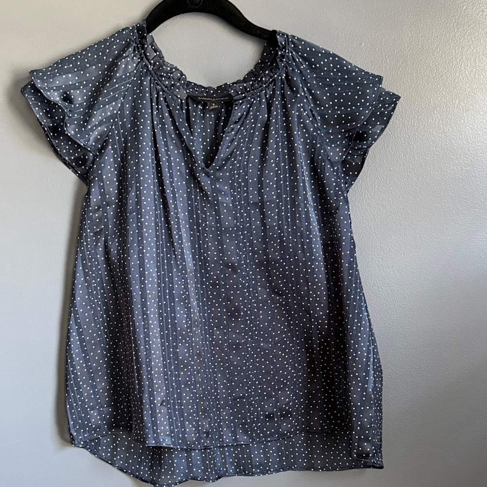 Banana Republic Navy Polka Dot Blouse